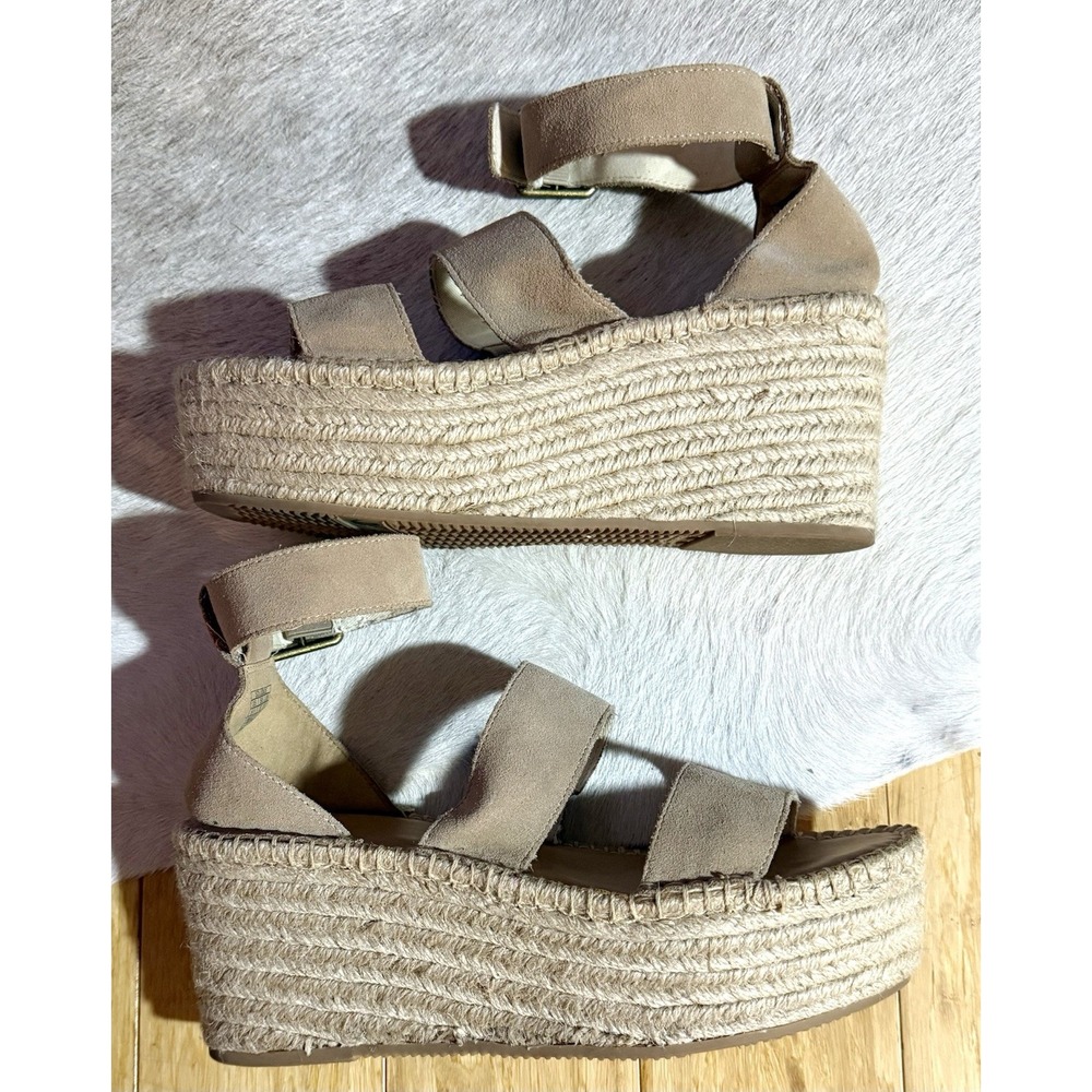 Soludos Palma Nude Beige Suede Leather Espadrille Platform Wedge Sandal Size 8.5 - Picture 9 of 10